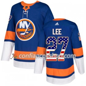 Adidas Maillot de Hockey New York Islanders Anders Lee 27 2017-2018 Bleu USA Flag Fashion Authentic - Homme